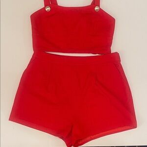 Maeve Vibrant Red High Waist Shorts AND cropped top Matching Set.